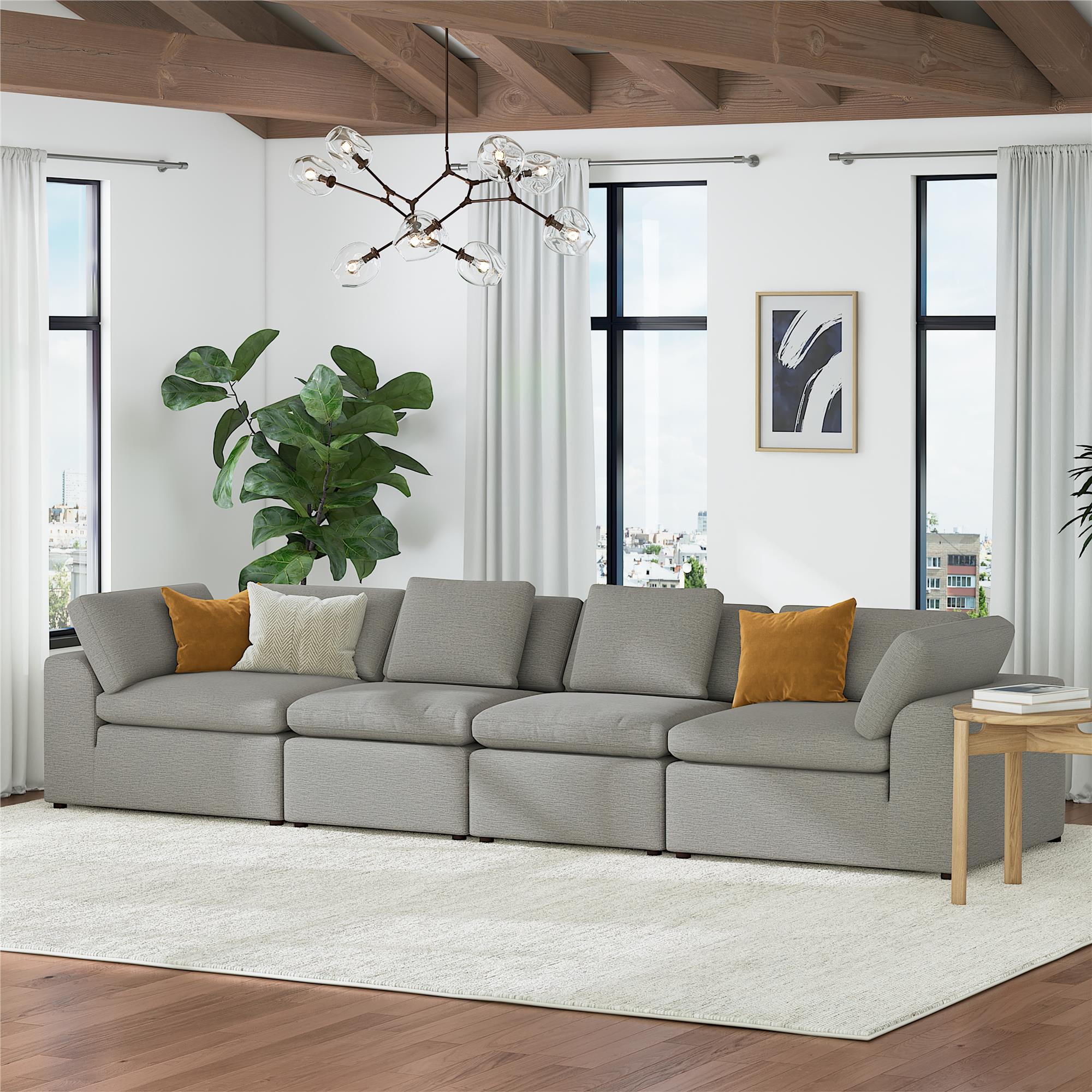 Cortney's Collection York 4 Seat Sofa Bundle - Taupe - 71” or More