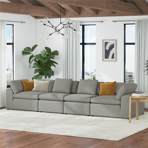 Cortney's Collection York 4 Seat Sofa Bundle - Taupe - 71” or More