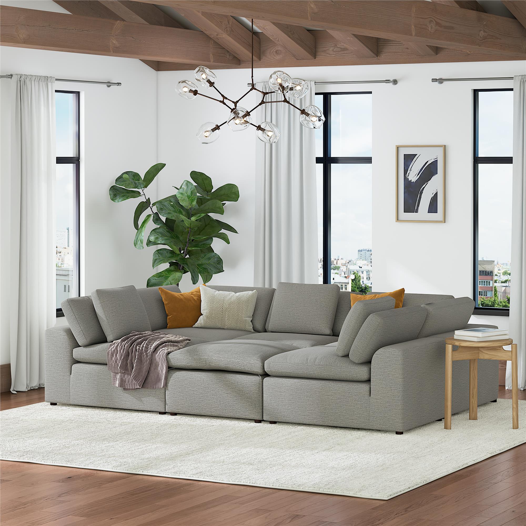 Cortney's Collection York Pit-Shaped Sectional Sofa Bundle - Taupe - 71” or More