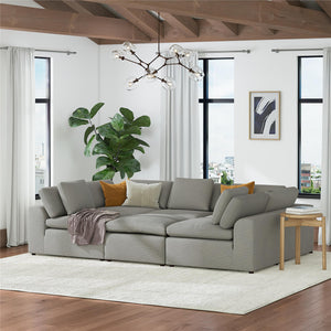 Cortney's Collection York Pit-Shaped Sectional Sofa Bundle - Taupe - 71” or More