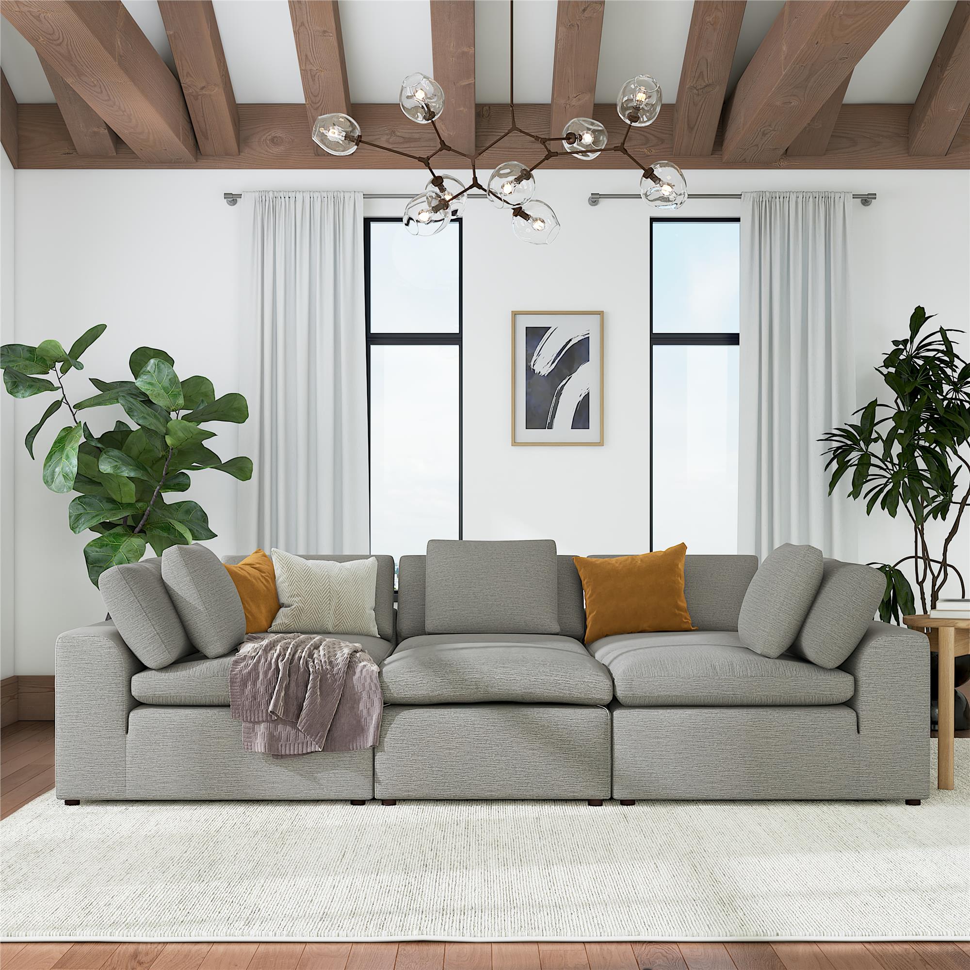 Cortney's Collection York Pit-Shaped Sectional Sofa Bundle - Taupe - 71” or More