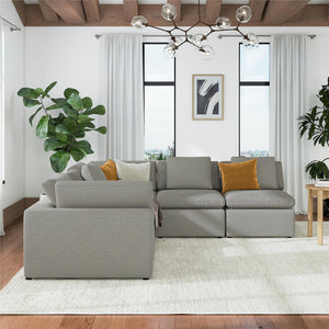 Cortney's Collection York L-Shaped Sectional Sofa Bundle - Taupe - 71” or More