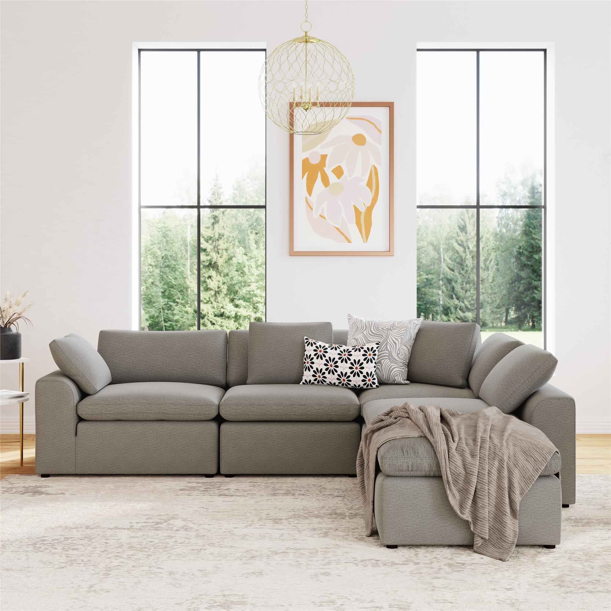 Cortney's Collection York 5 Piece Sectional Sofa Set - Taupe - 71” or More