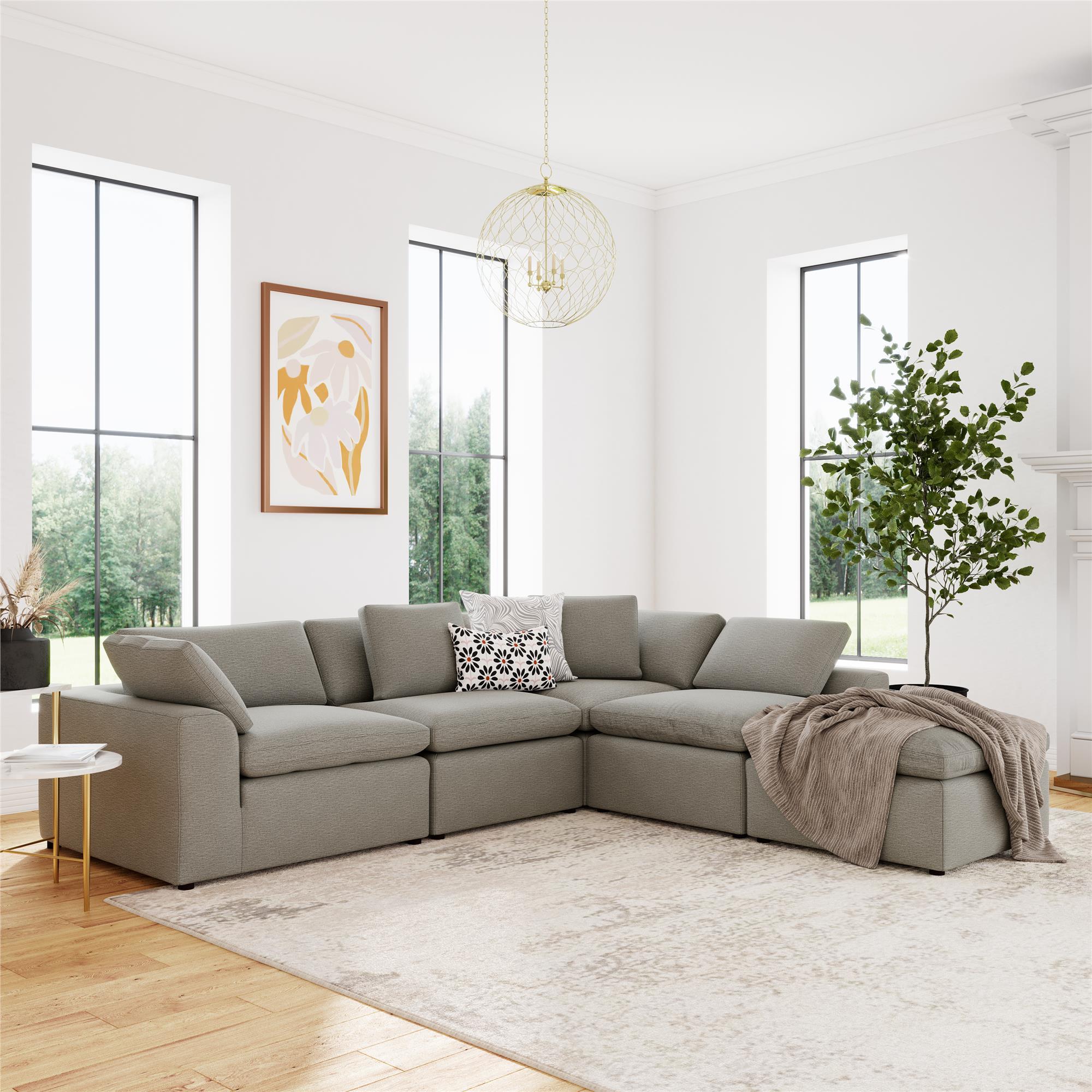 Cortney's Collection York 5 Piece Sectional Sofa Set - Taupe - 71” or More