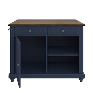 DHP Kelsey Kitchen Island with 2 Stools - Blue