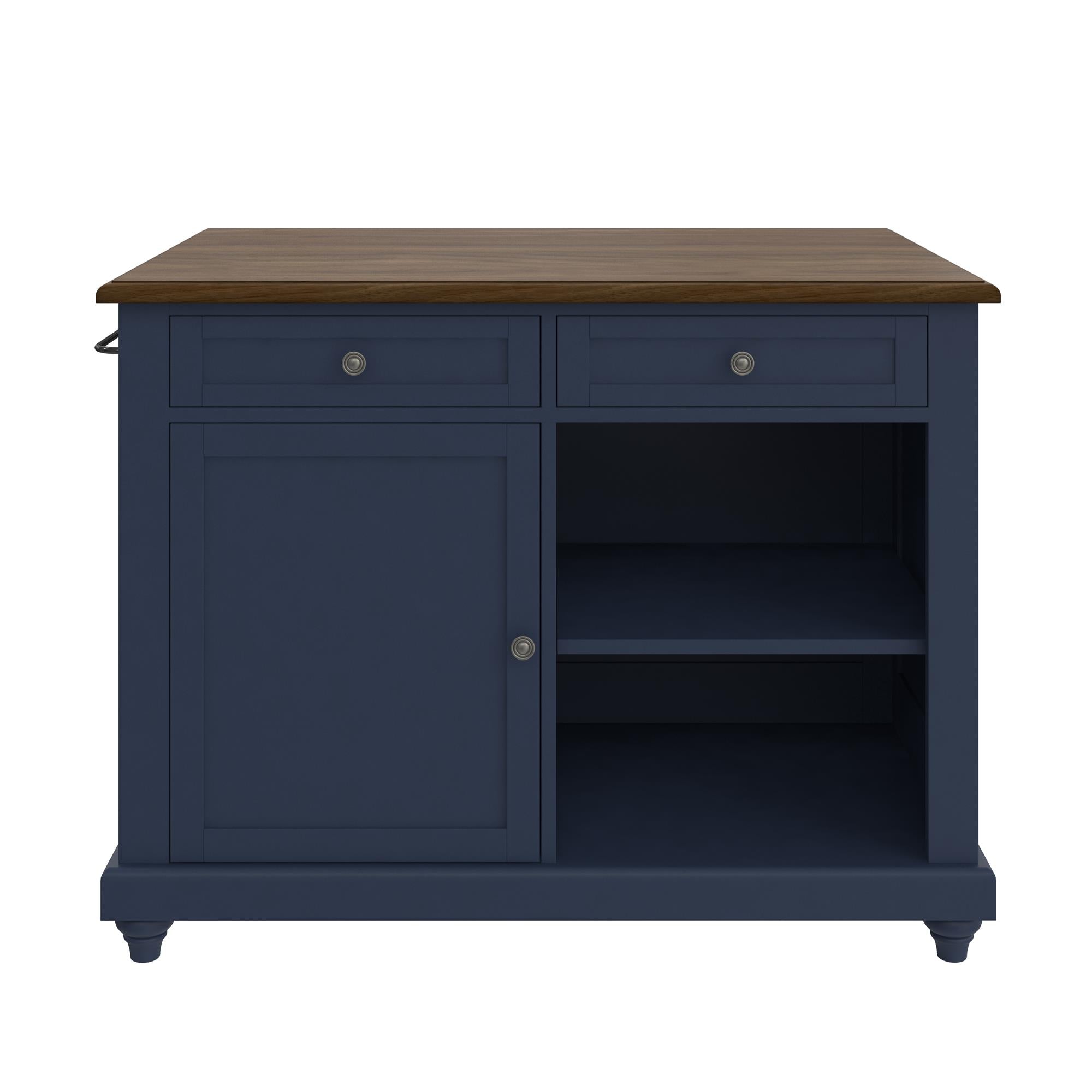 DHP Kelsey Kitchen Island with 2 Stools - Blue