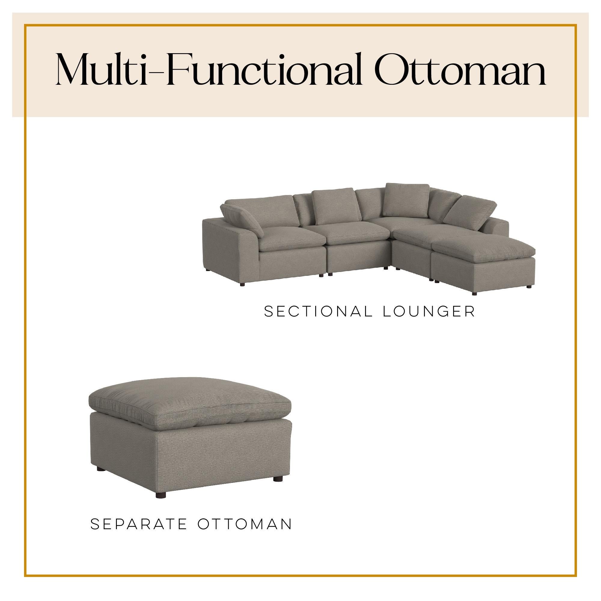 Cortney's Collection York 3 Seat Sofa and Ottoman Set - Taupe - 71” or More