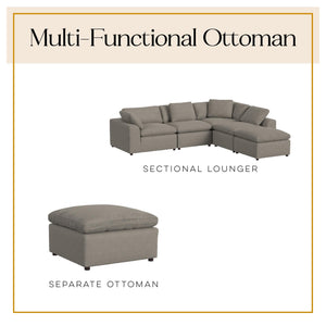 Cortney's Collection York 3 Seat Sofa and Ottoman Set - Taupe - 71” or More