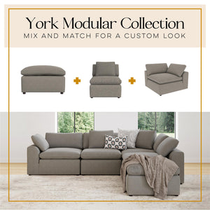 Cortney's Collection York 3 Seat Sofa and Ottoman Set - Taupe - 71” or More