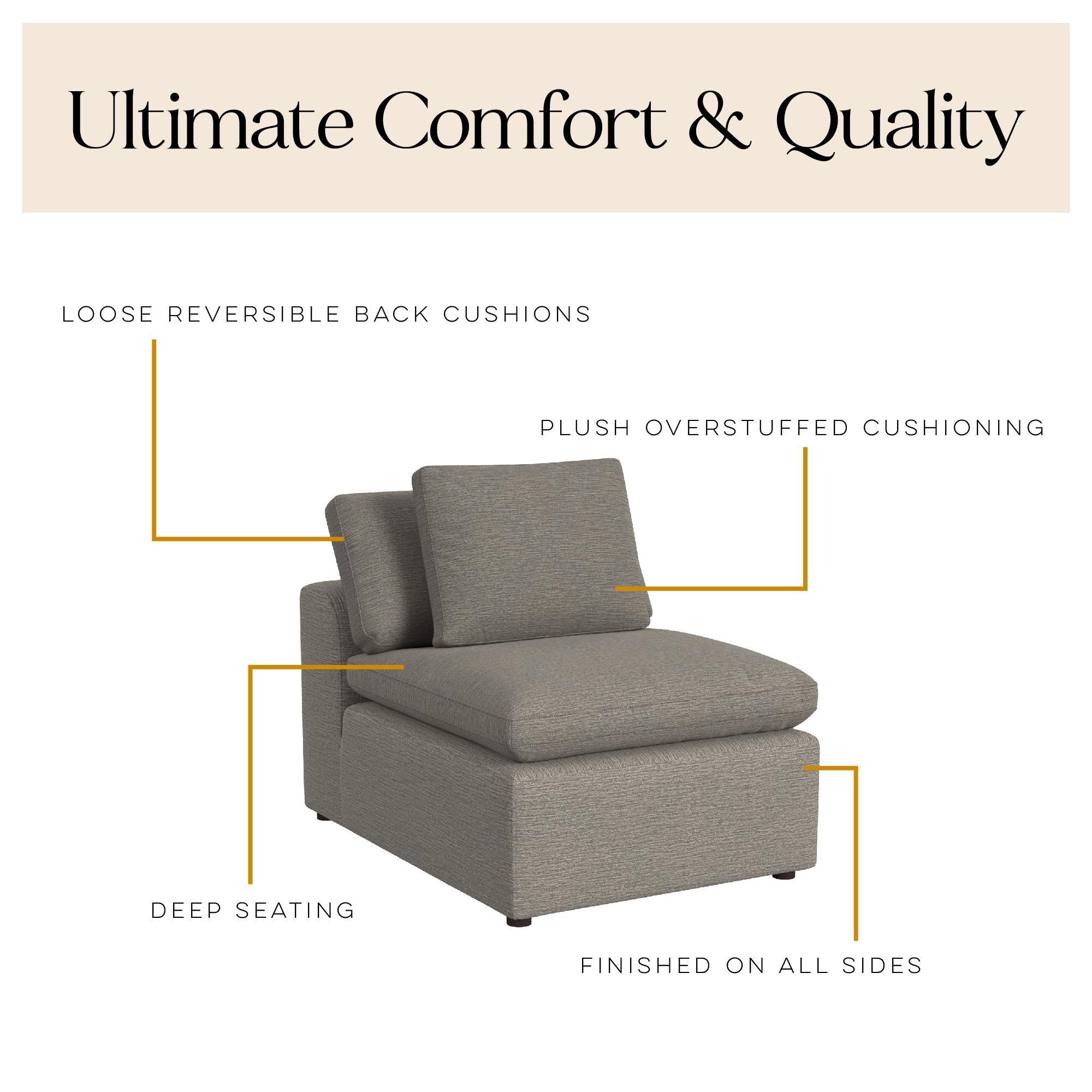 Cortney's Collection York 3 Seat Sofa and Ottoman Set - Taupe - 71” or More