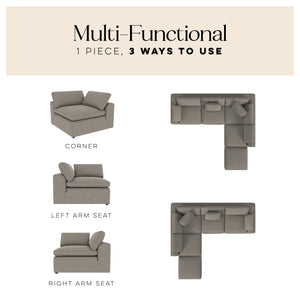 Cortney's Collection York Pit-Shaped Sectional Sofa Bundle - Taupe - 71” or More