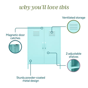 Novogratz Cache 2 Door Metal Locker Style Storage Accent Cabinet - Spearmint
