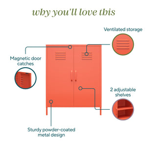 Novogratz Cache 2 Door Metal Locker Style Storage Accent Cabinet - Orange
