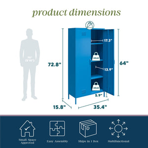 Novogratz Cache Cache 2 Door Tall Metal Locker Style Storage Cabinet - Bright Blue