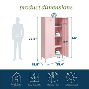 Novogratz Cache 2 Door Tall Metal Locker Style Storage Cabinet - Bashful