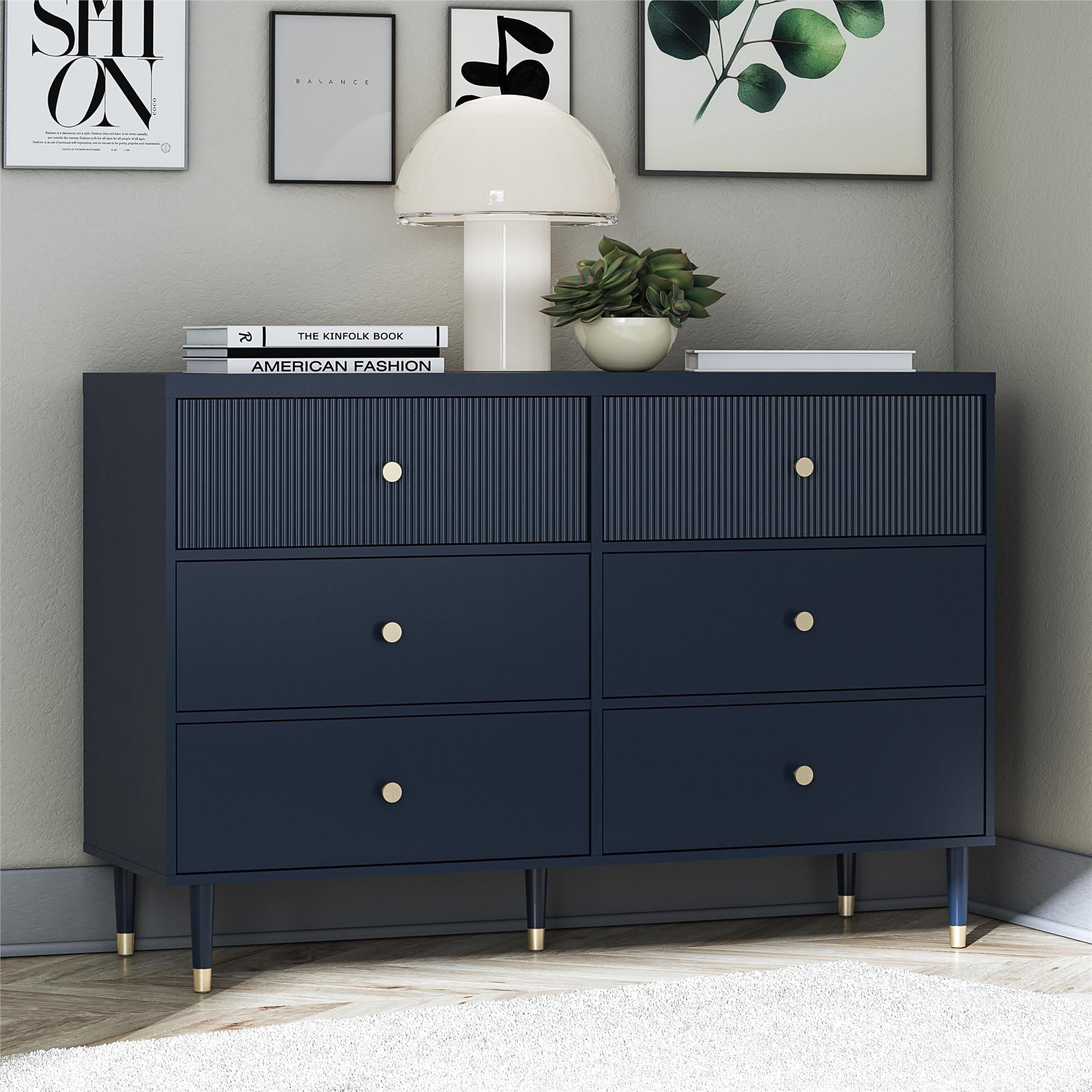CosmoLiving Elizabeth 6-Drawer Dresser - Navy