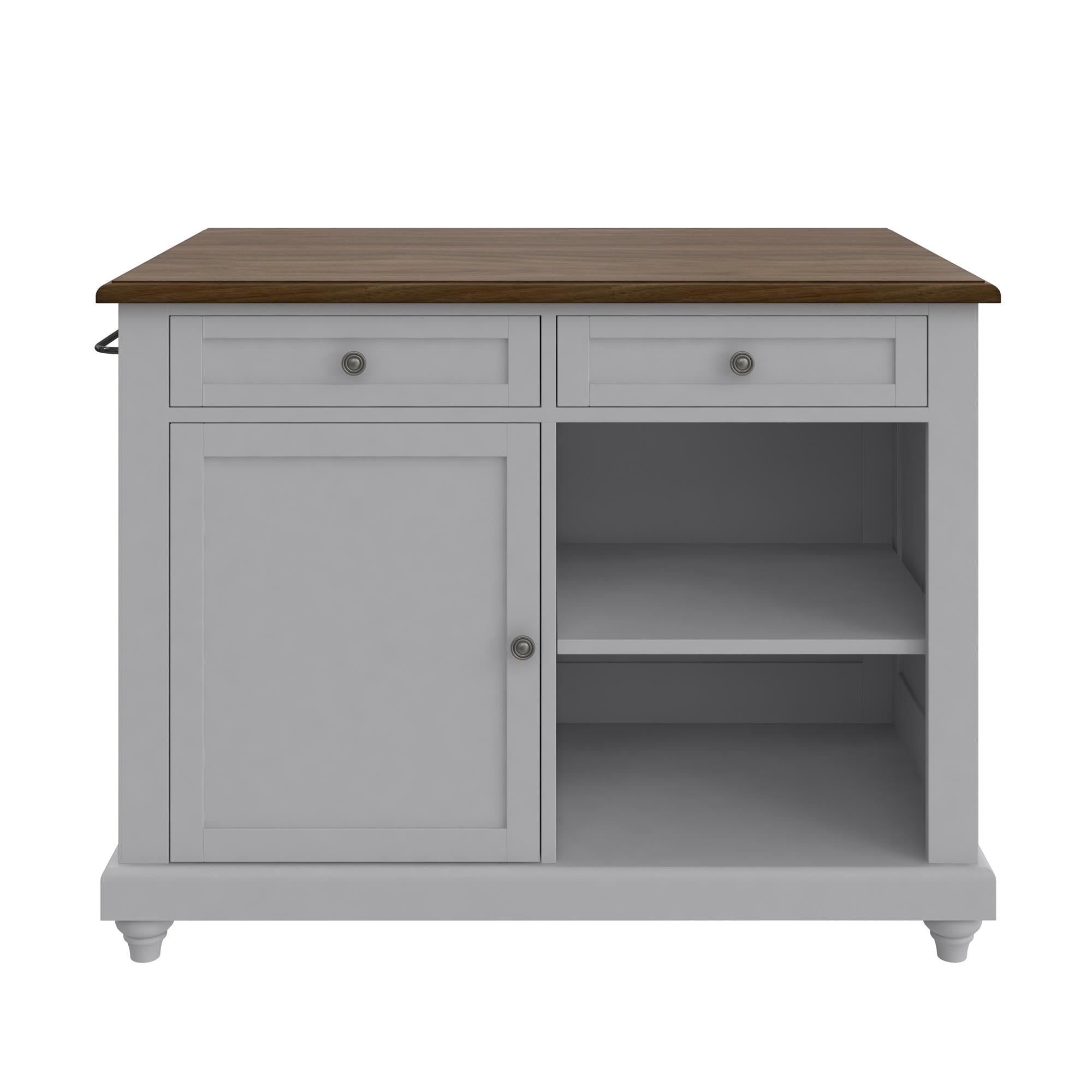 DHP Kelsey Kitchen Island with 2 Stools - Gray