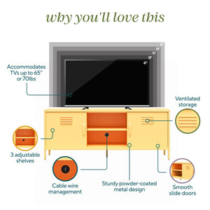 Novogratz Cache Metal Locker-Style TV Stand for TVs up to 65" - Yellow
