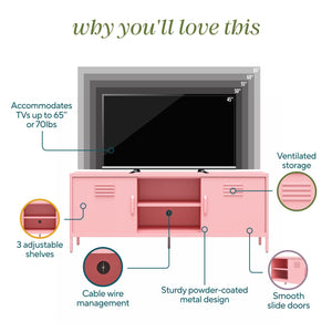 Novogratz Cache Metal Locker-Style TV Stand for TVs up to 65" - Bashful