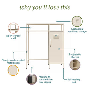 Novogratz Cache Metal Locker-Style Mini Refrigerator Organizer - Parchment