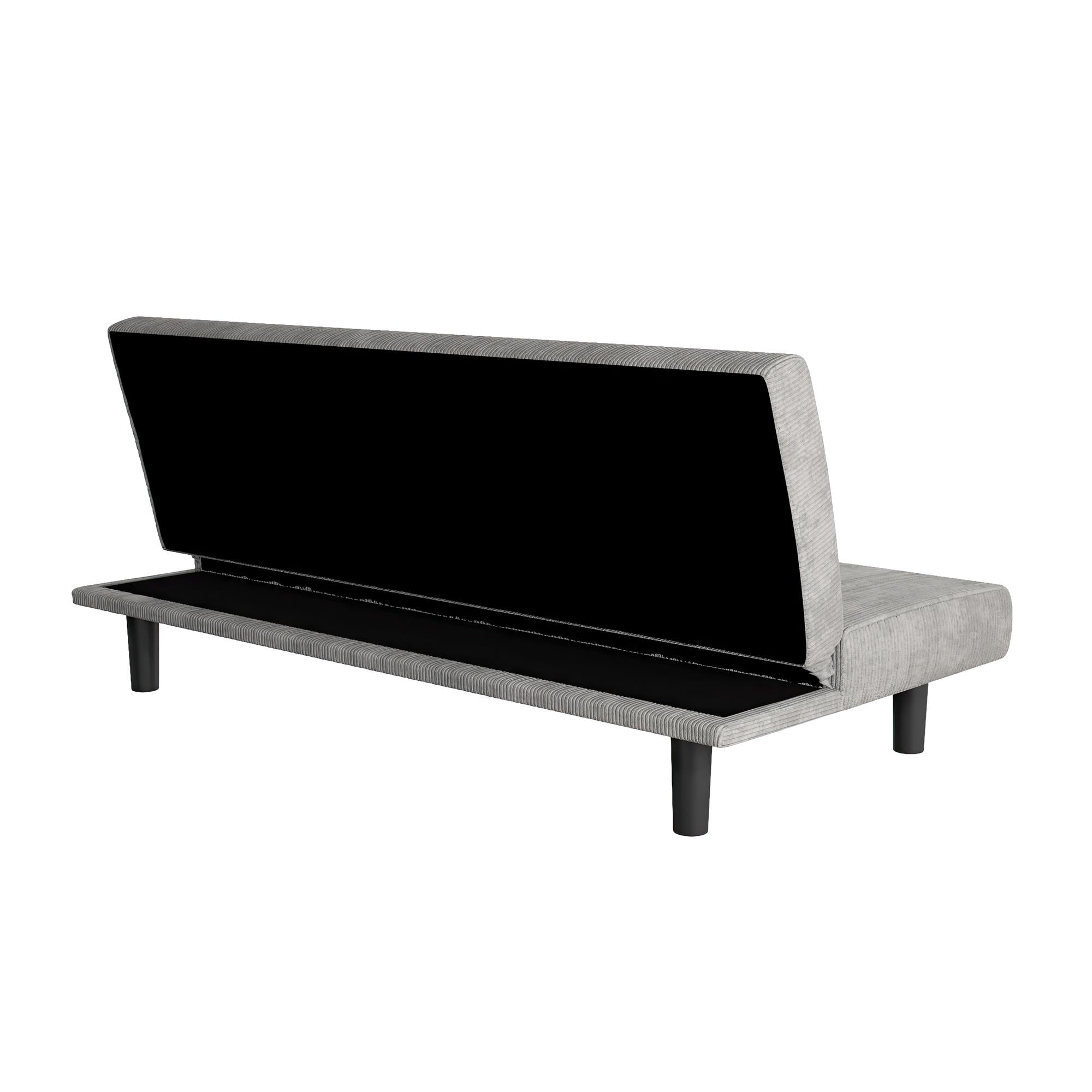 DHP Kelra Armless Mid-Century Futon Sofa Bed - Light Gray - 2-Seater