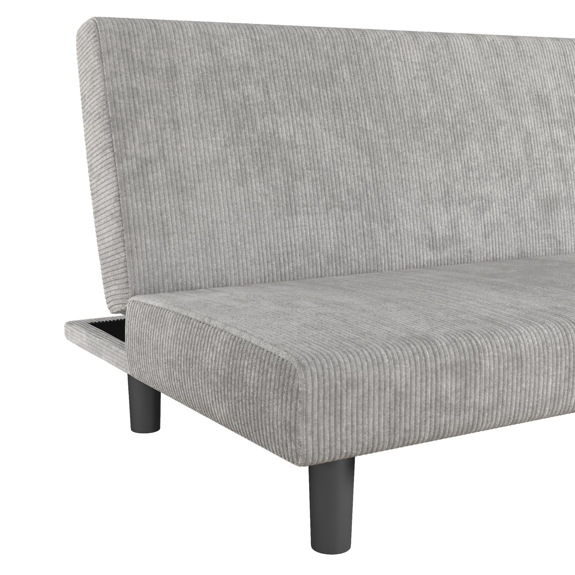 DHP Kelra Armless Mid-Century Futon Sofa Bed - Light Gray - 2-Seater