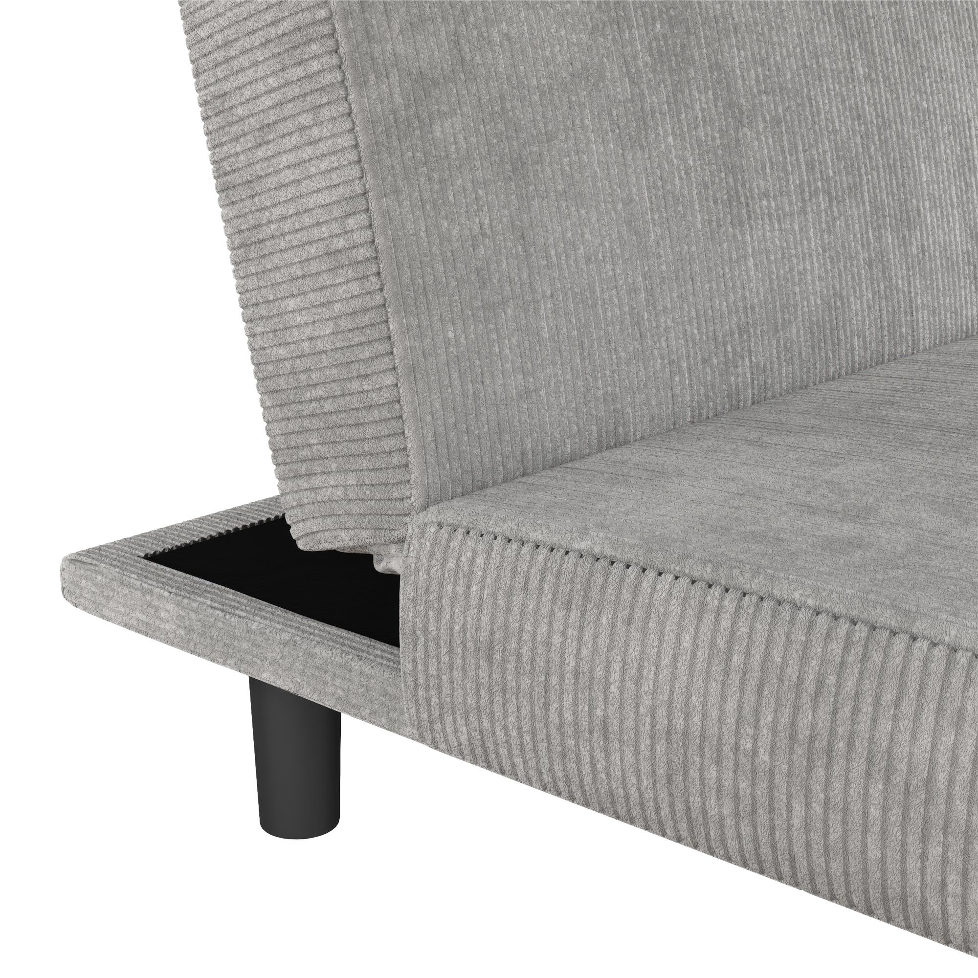 DHP Kelra Armless Mid-Century Futon Sofa Bed - Light Gray - 2-Seater