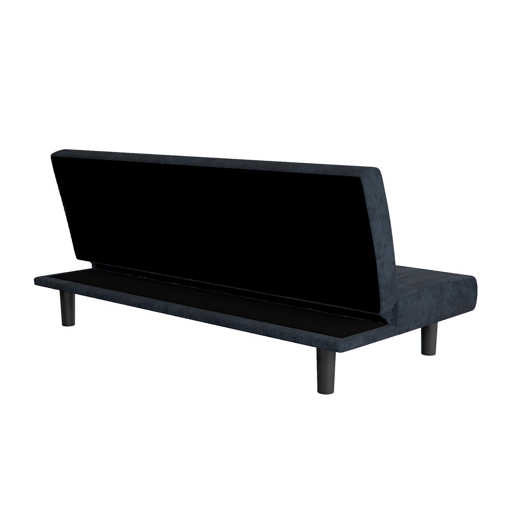 DHP Kelra Armless Mid-Century Futon Sofa Bed - Blue - 2-Seater