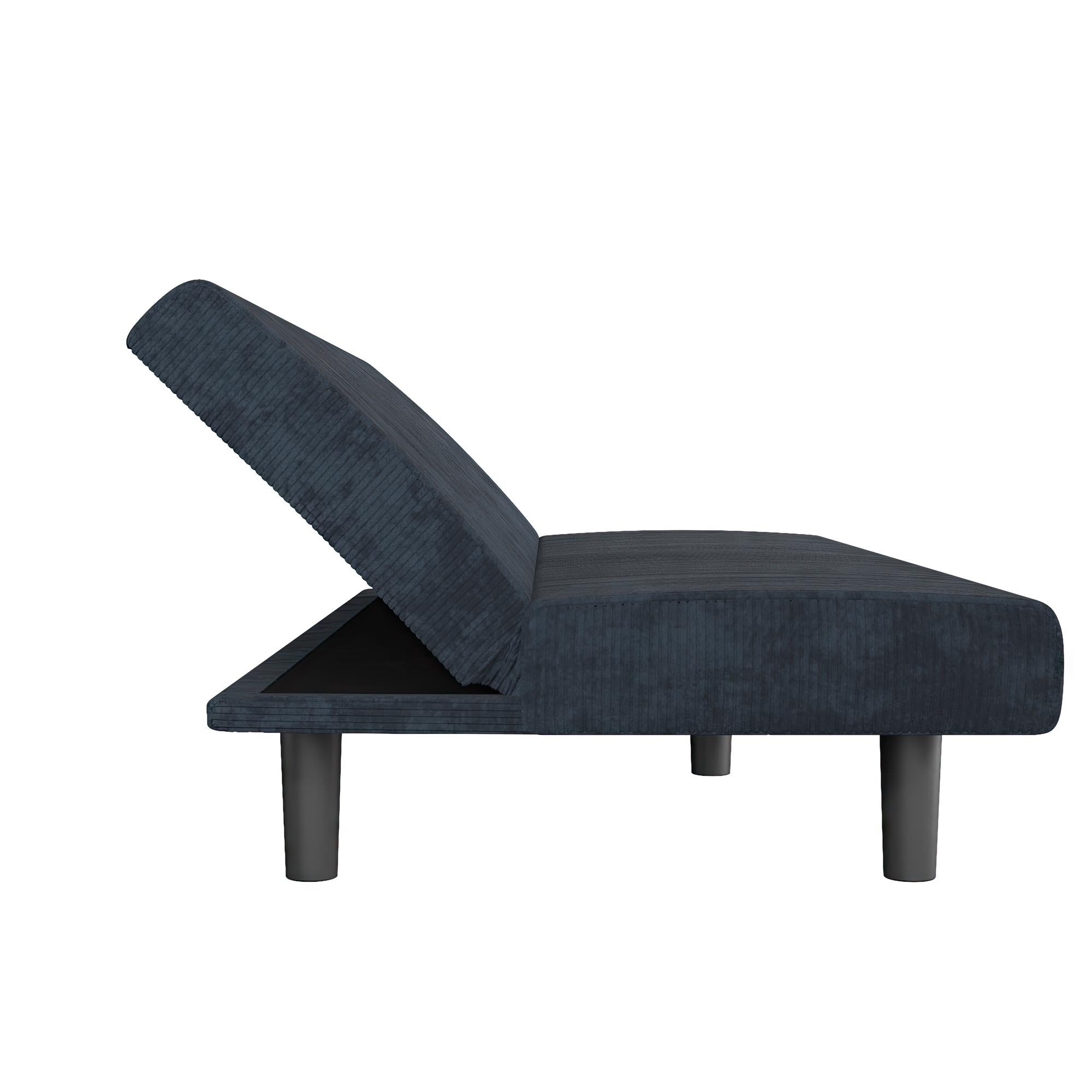 DHP Kelra Armless Mid-Century Futon Sofa Bed - Blue - 2-Seater
