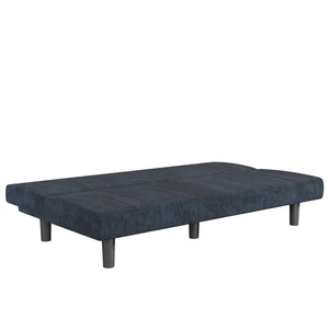 DHP Kelra Armless Mid-Century Futon Sofa Bed - Blue - 2-Seater