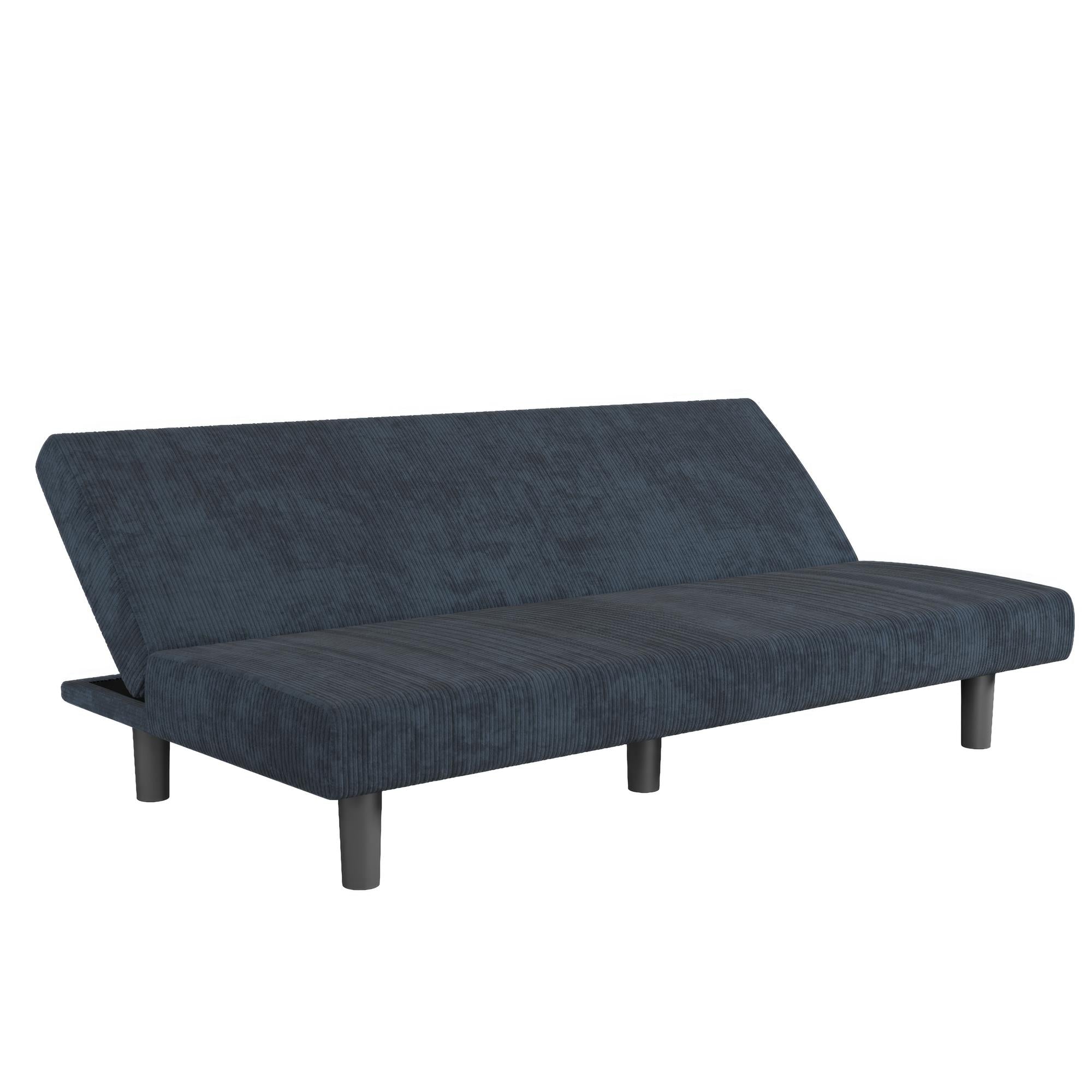 DHP Kelra Armless Mid-Century Futon Sofa Bed - Blue - 2-Seater