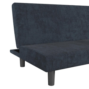 DHP Kelra Armless Mid-Century Futon Sofa Bed - Blue - 2-Seater
