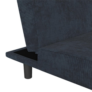 DHP Kelra Armless Mid-Century Futon Sofa Bed - Blue - 2-Seater