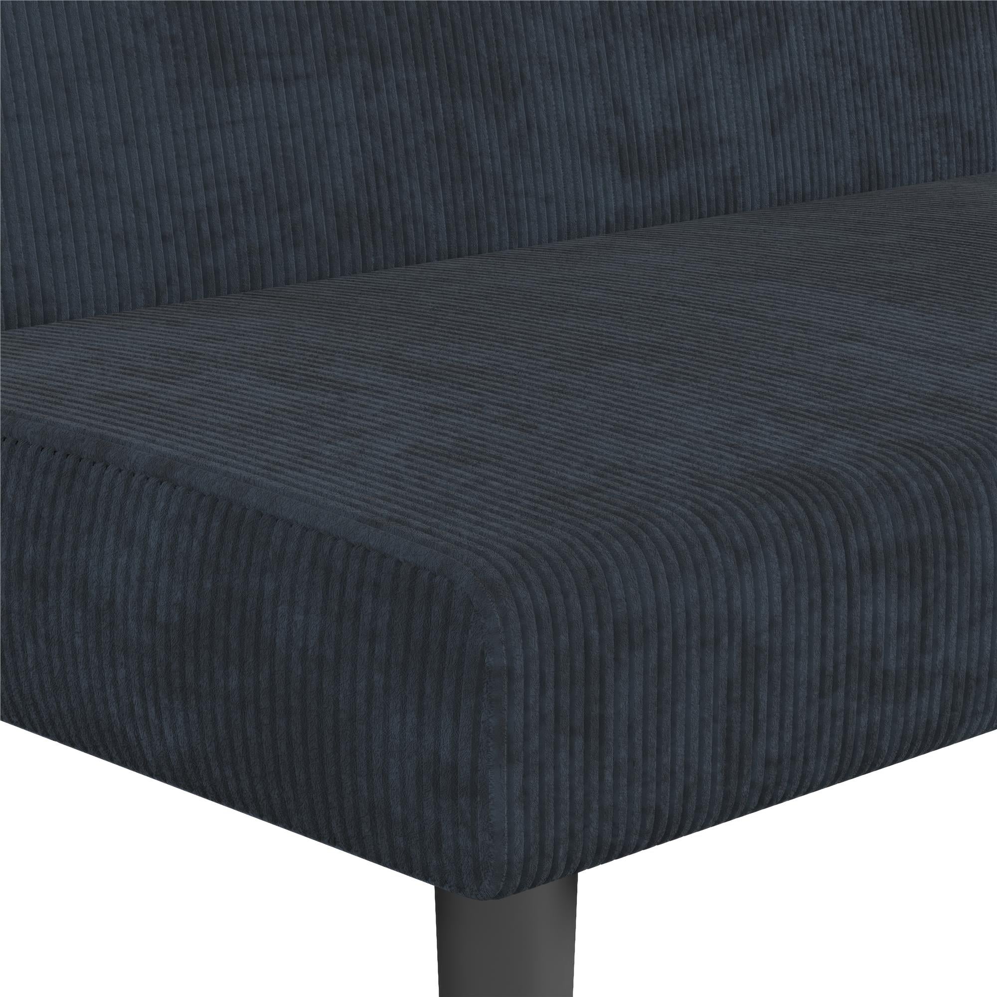 DHP Kelra Armless Mid-Century Futon Sofa Bed - Blue - 2-Seater