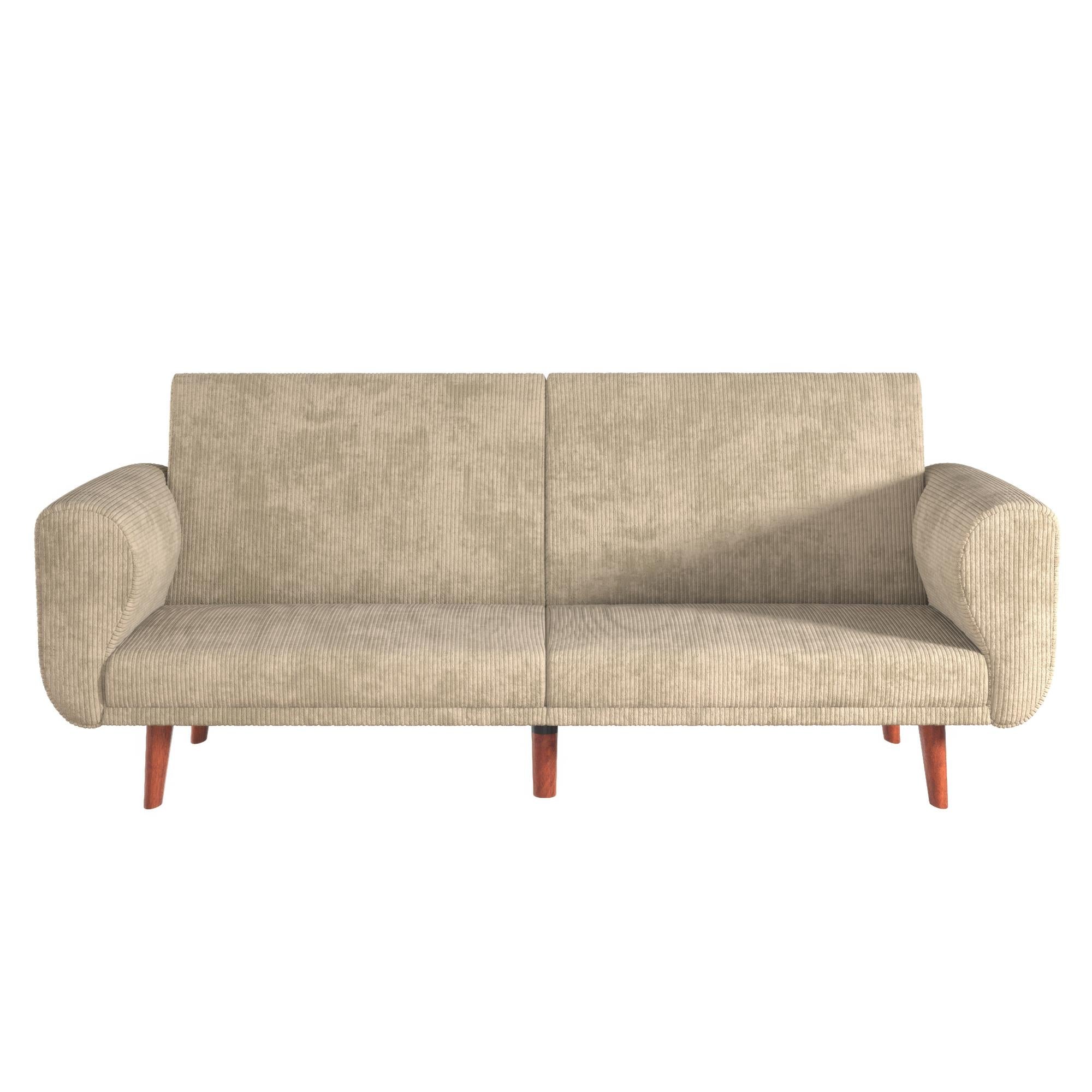 DHP Daylen Mid-Century Futon Sofa Bed - Beige - 2-Seater
