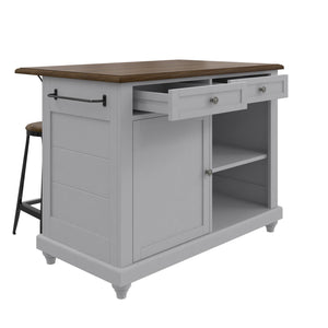 DHP Kelsey Kitchen Island with 2 Stools - Gray