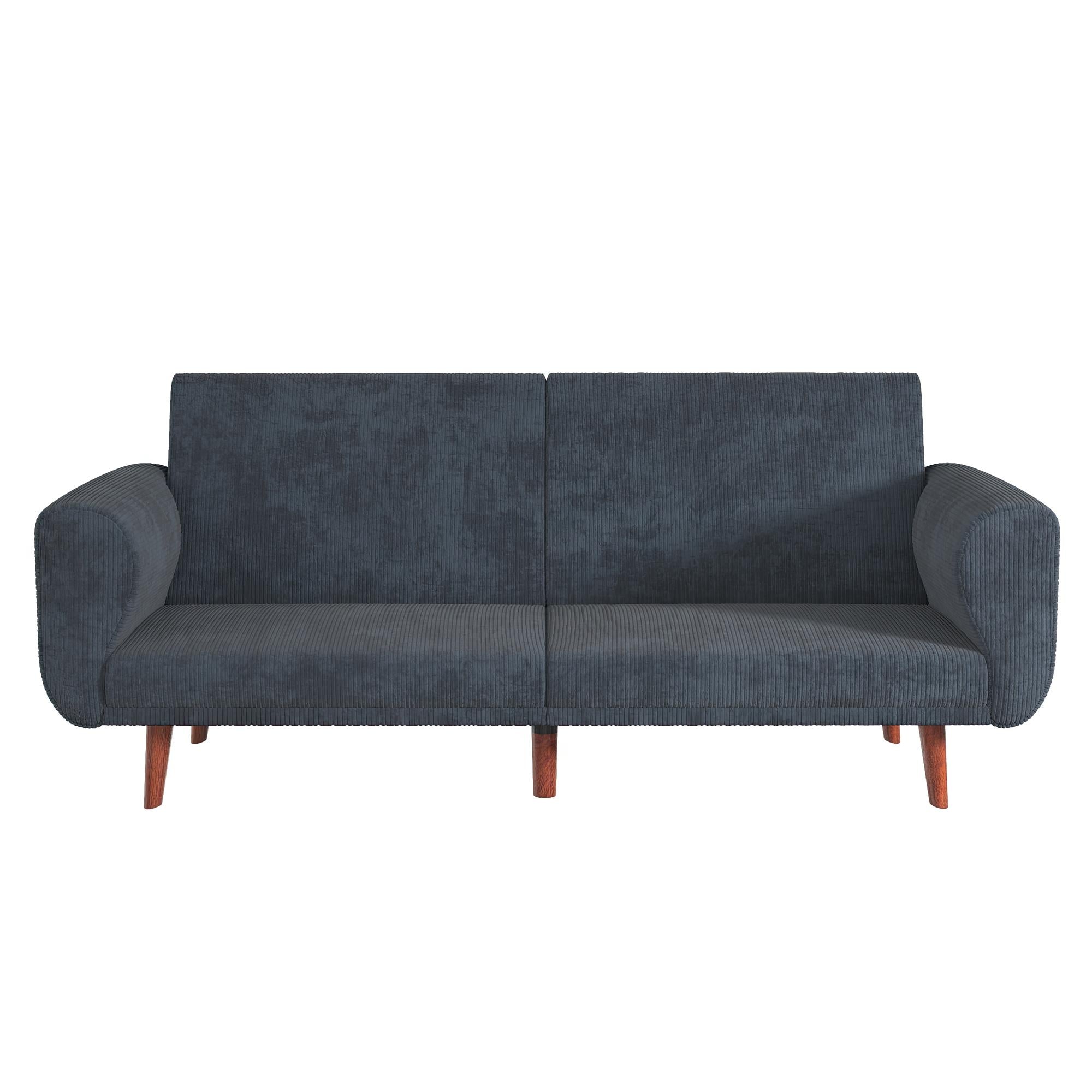 DHP Daylen Mid-Century Futon Sofa Bed - Blue - 2-Seater