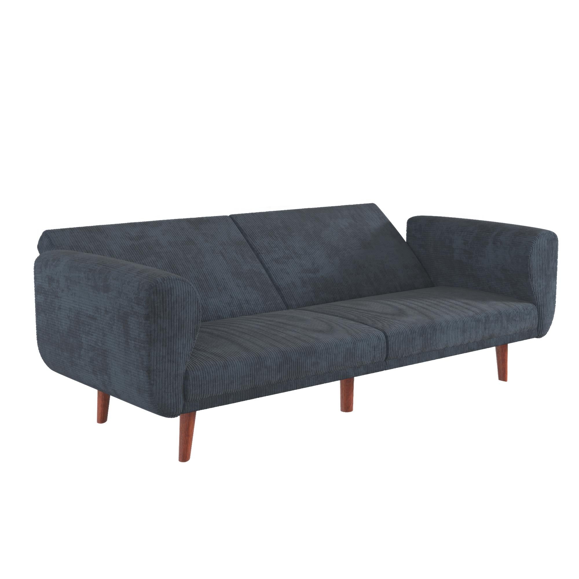 DHP Daylen Mid-Century Futon Sofa Bed - Blue - 2-Seater