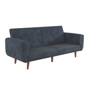 DHP Daylen Mid-Century Futon Sofa Bed - Blue - 2-Seater