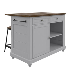 DHP Kelsey Kitchen Island with 2 Stools - Gray