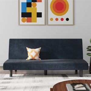 DHP Kelra Armless Mid-Century Futon Sofa Bed - Blue - 2-Seater
