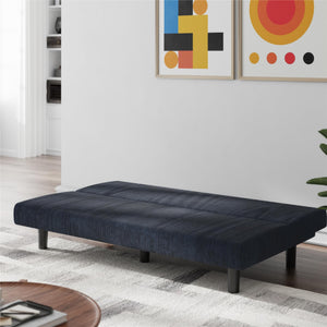DHP Kelra Armless Mid-Century Futon Sofa Bed - Blue - 2-Seater