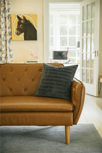 Novogratz Tallulah Memory Foam Futon Sofa Bed - Camel Faux Leather