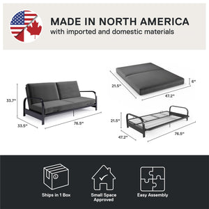 DHP Futon Set with Metal Frame and 6" Spring Mattress - Gray