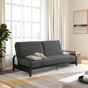 DHP Futon Set with Metal Frame and 6" Spring Mattress - Gray