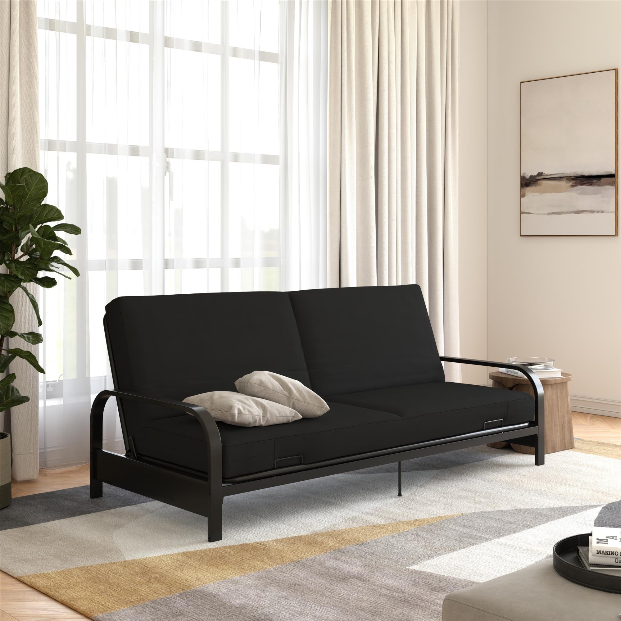 DHP Futon Set with Metal Frame and 6" Spring Mattress - Black