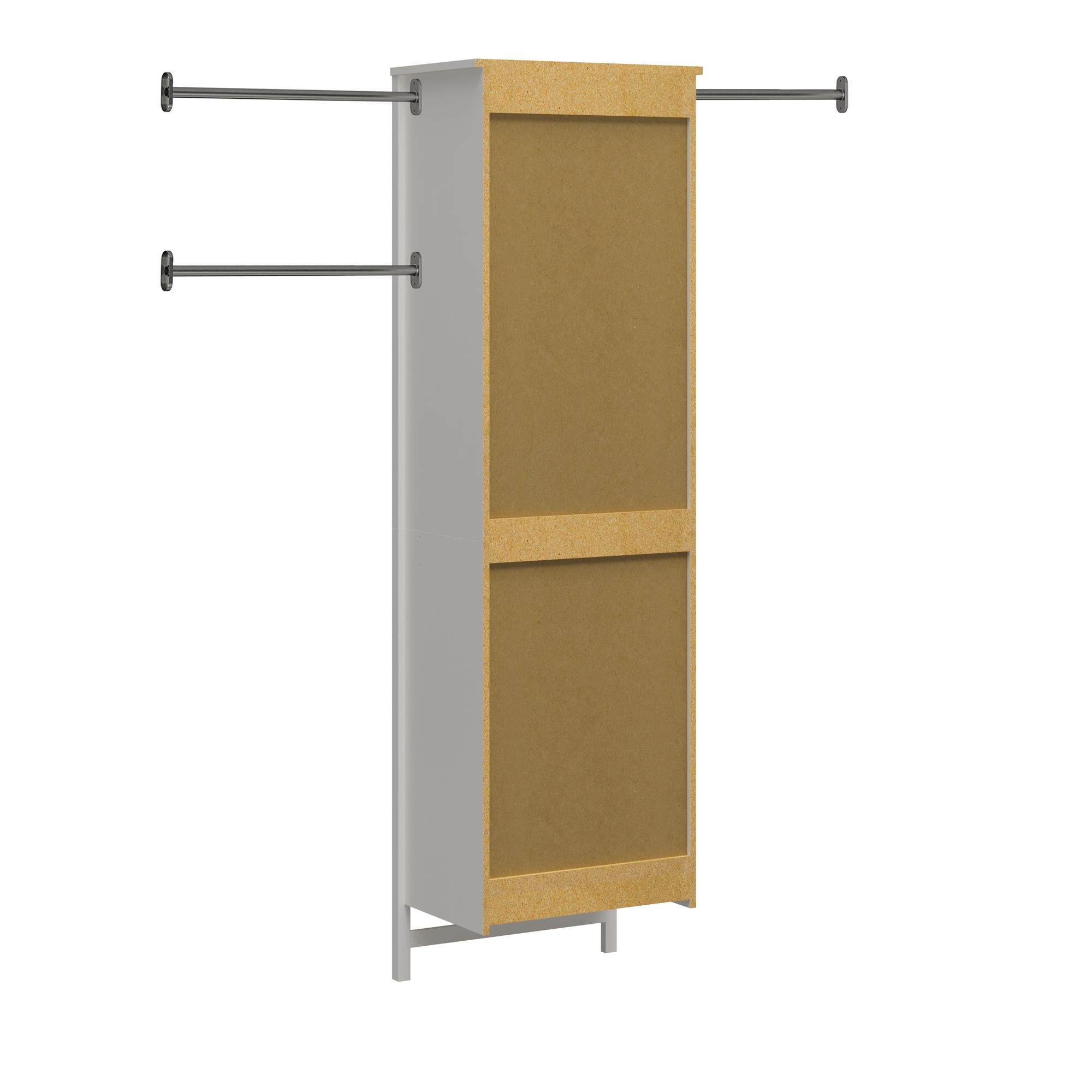 Systembuild Evolution Luxe 2-Door/2-Drawer Closet Tower with 3 Adjustable Clothing Rods - Ivory Oak