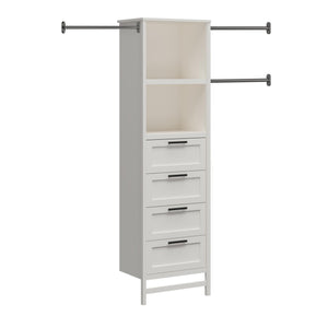 Systembuild Evolution Luxe 4-Drawer/3 Adjustable Clothing Rod Closet Tower - Ivory Oak