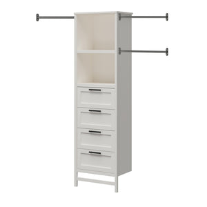 Systembuild Evolution Luxe 4-Drawer/3 Adjustable Clothing Rod Closet Tower - Ivory Oak