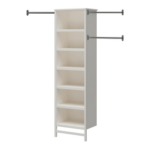 Systembuild Evolution Luxe 6-Shelf Closet Tower with 3 Adjustable Clothing Rods - Ivory Oak